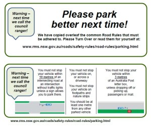 'With compliments' slip for illegal parking