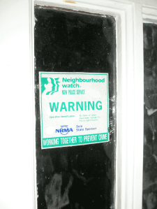 window sticker on a front door